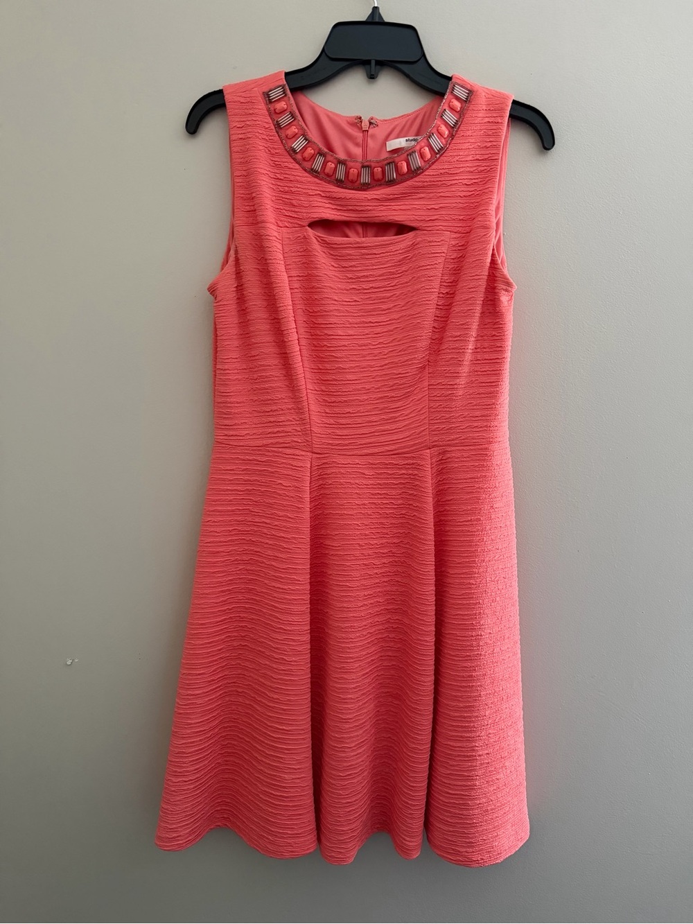 Studio One NY Coral Embellished Neckline Fit & Flare Dress Size 10